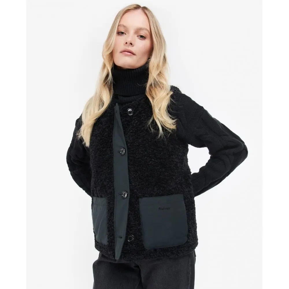 Barbour Black Sherpa Patch-Pocket Vest